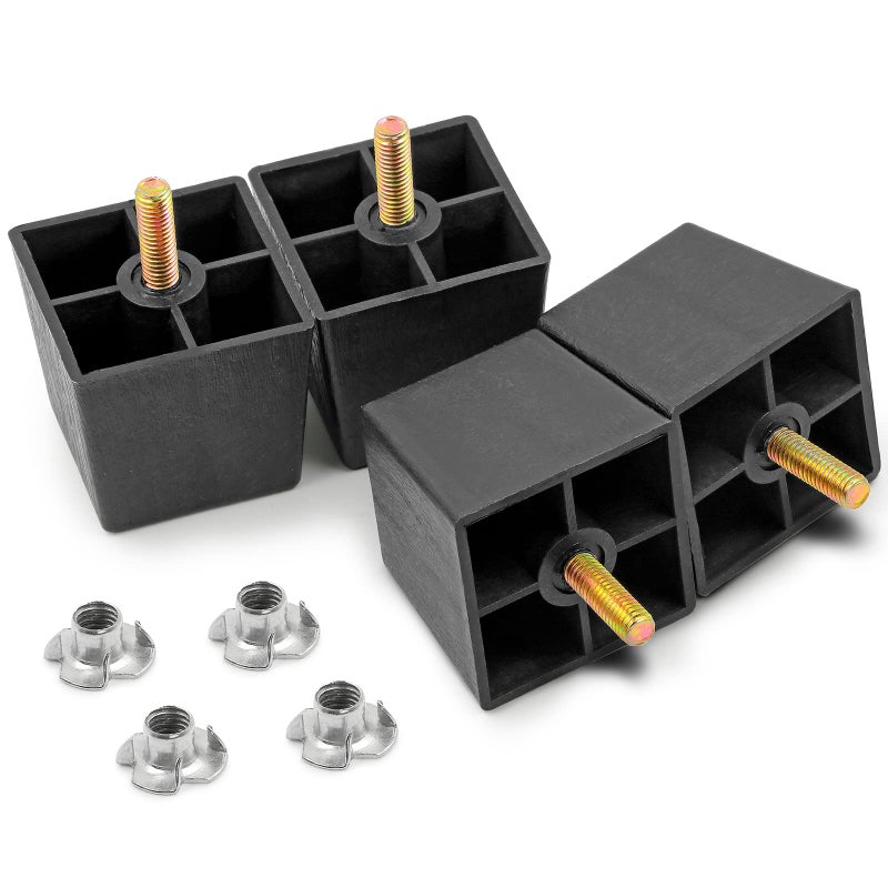 Masendelk 2 inch Plastic Furniture Legs, Square Couch legs Black Sofa Legs set of 4, Mid Century Furniture feet M8 Replacement Legs for Armchair Bed Couch Cabinet Desk Table Sofa - Image 2
